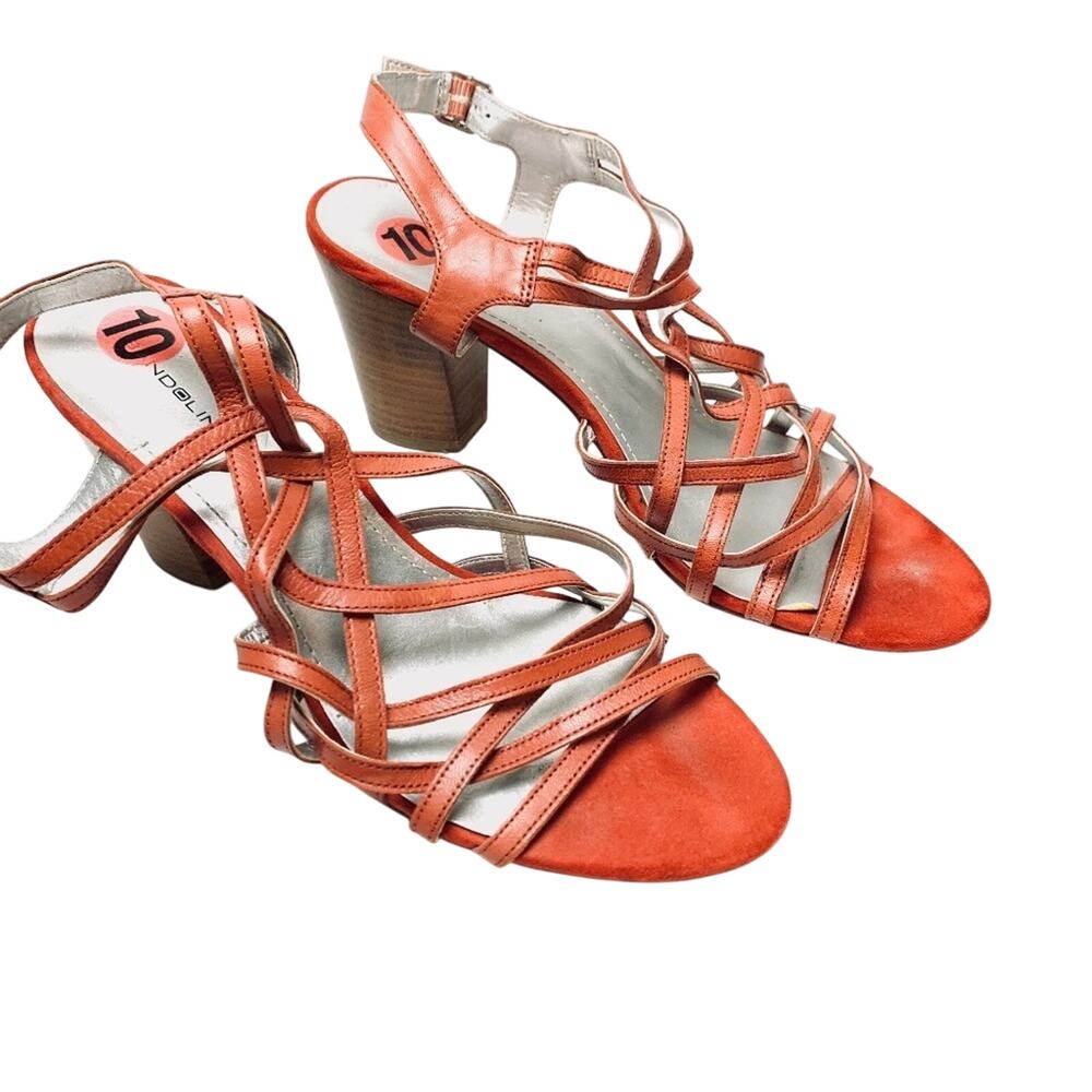 BANDOLINO KITCHIE Stacked Leather Heels Sandals 10